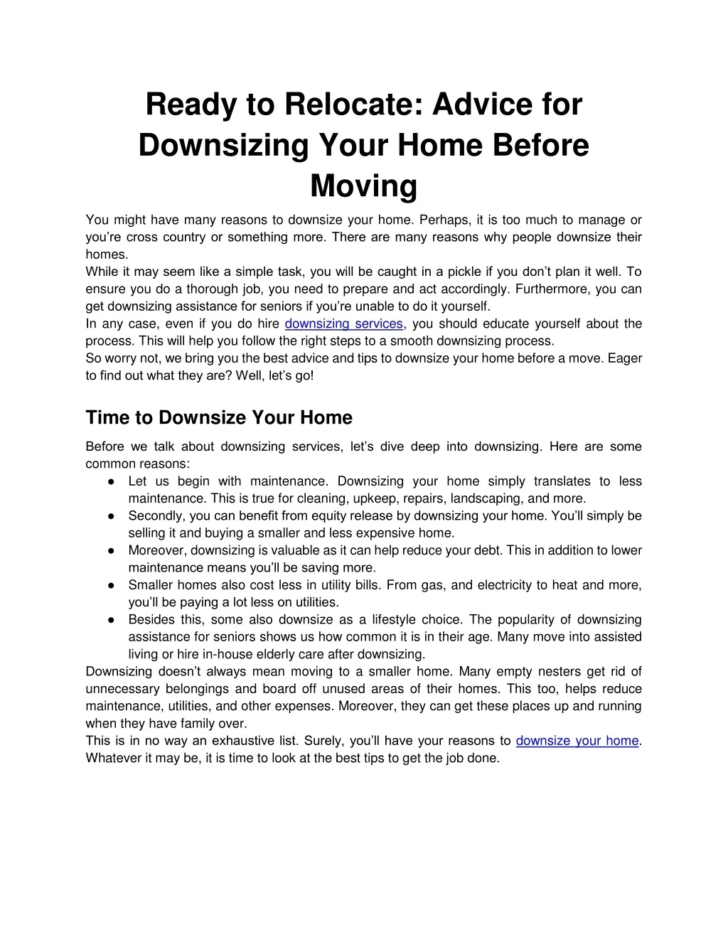 PPT - Ready to Relocate Advice for Downsizing Your Home Before Moving ...