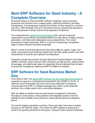 Best ERP Software for Seed Industry