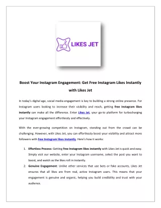 Boost Your Instagram Engagement: Get Free Instagram Likes Instantly  with Likes