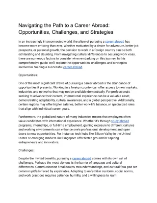 Navigating the Path to a Career Abroad_ Opportunities, Challenges, and Strategies