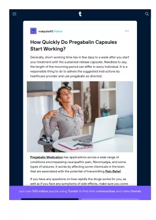 How quickly do pregabalin capsules start working?