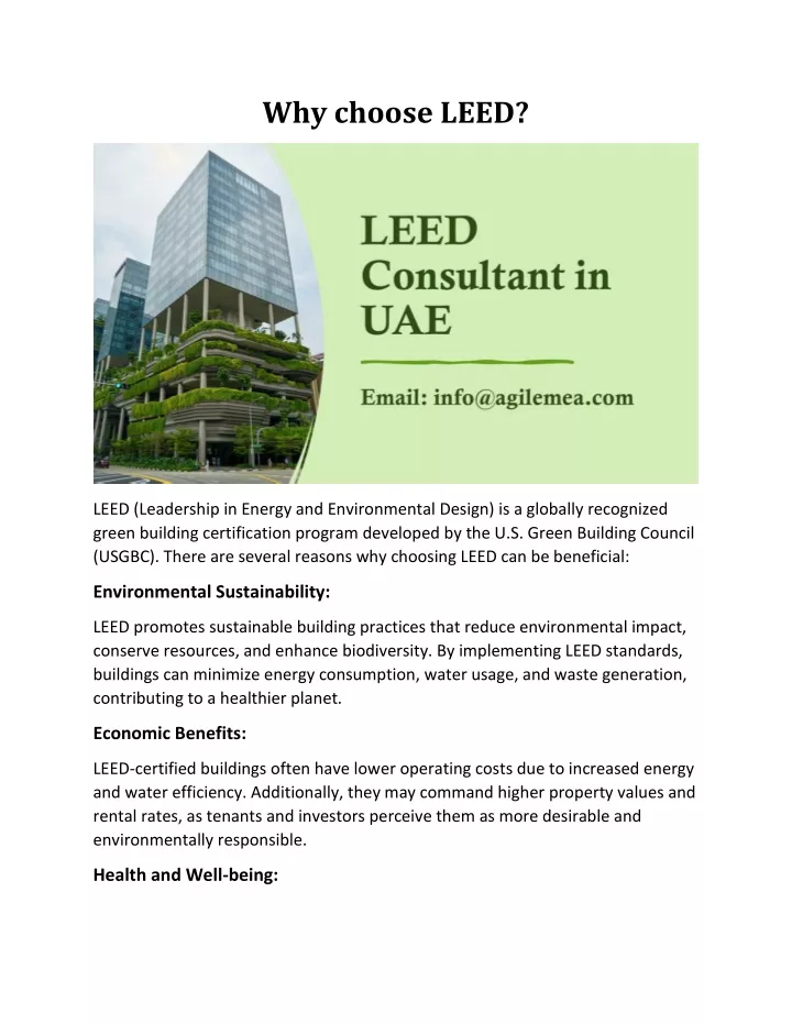 why choose leed