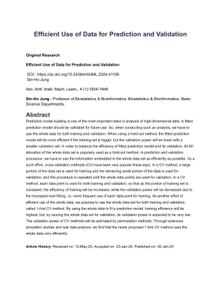 Efficient Use of Data for Prediction and Validation