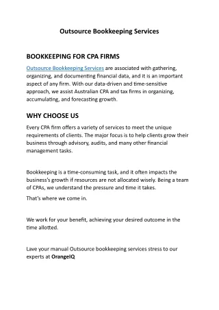 Outsource Bookkeeping Services