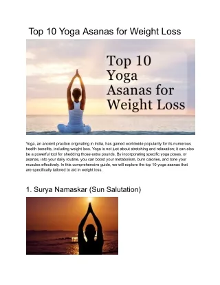 Top 10 Yoga Asanas for Weight Loss