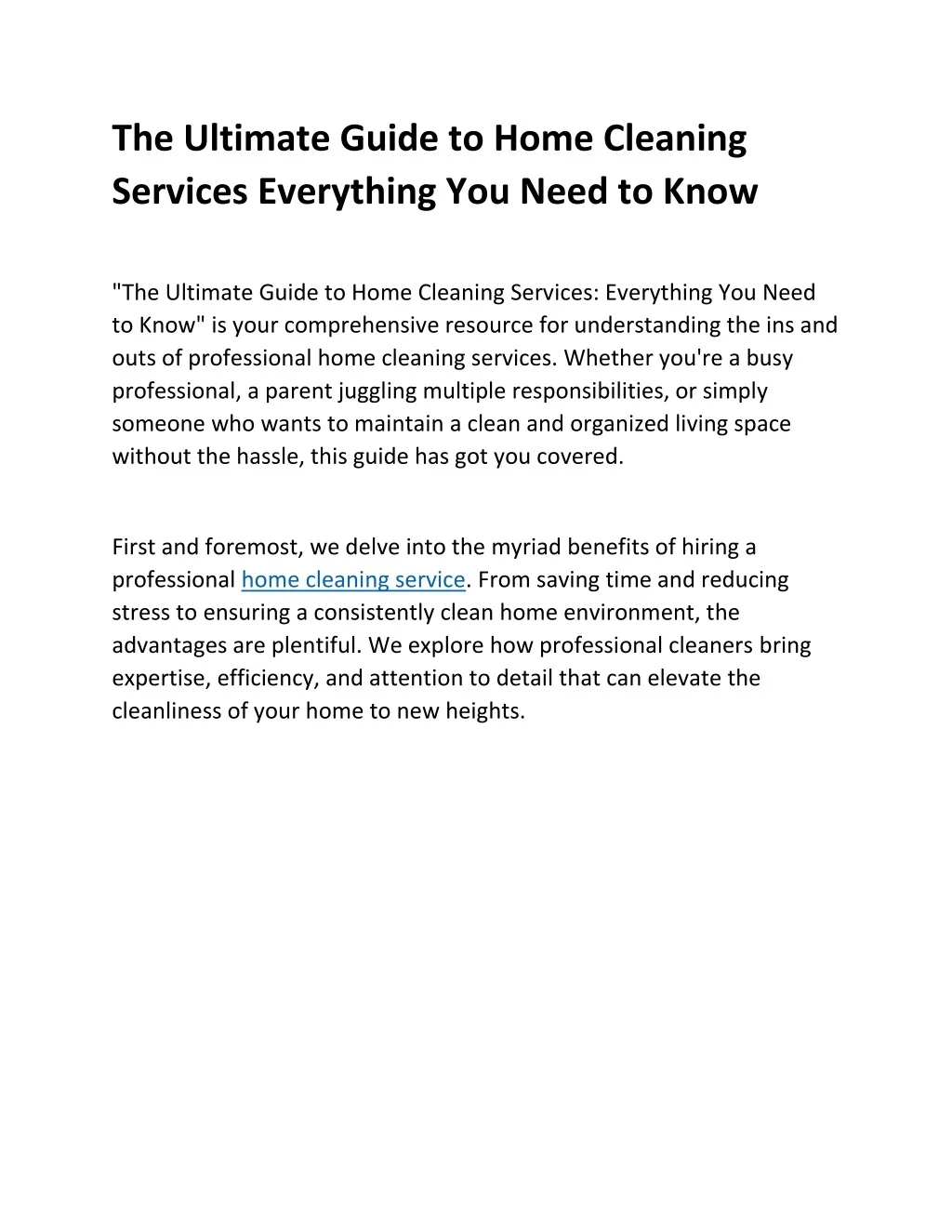 PPT - The Ultimate Guide to Home Cleaning Services Everything You Need ...