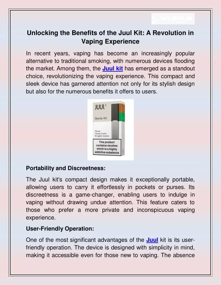 unlocking the benefits of the juul