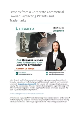 Lessons from a Corporate Commercial Lawyer Protecting Patents and Trademarks
