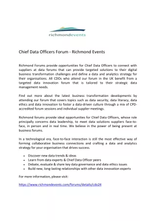 chief data officers forum richmond events