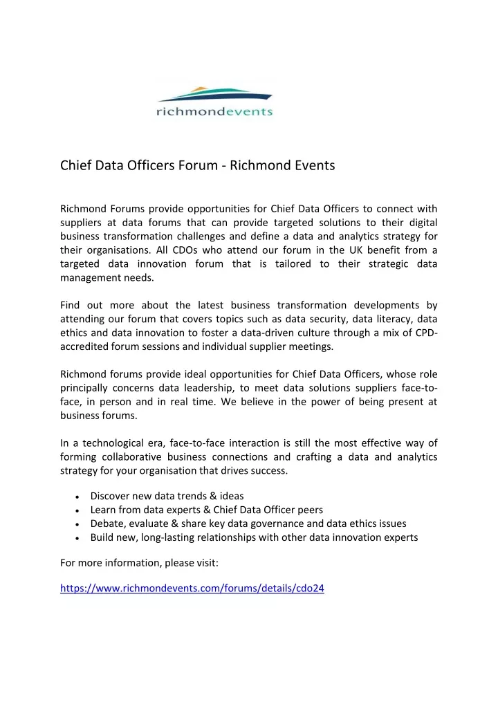 chief data officers forum richmond events