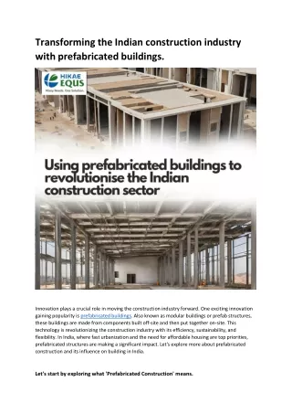 Transforming the Indian construction industry with prefabricated buildings
