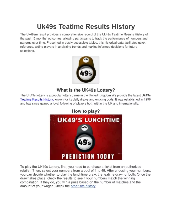 uk49s teatime results history