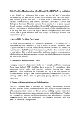 title benefits of implementing cloud based school