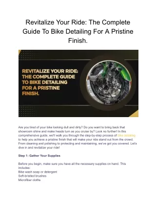 Revitalize Your Ride_ The Complete Guide To Bike Detailing For A Pristine Finish
