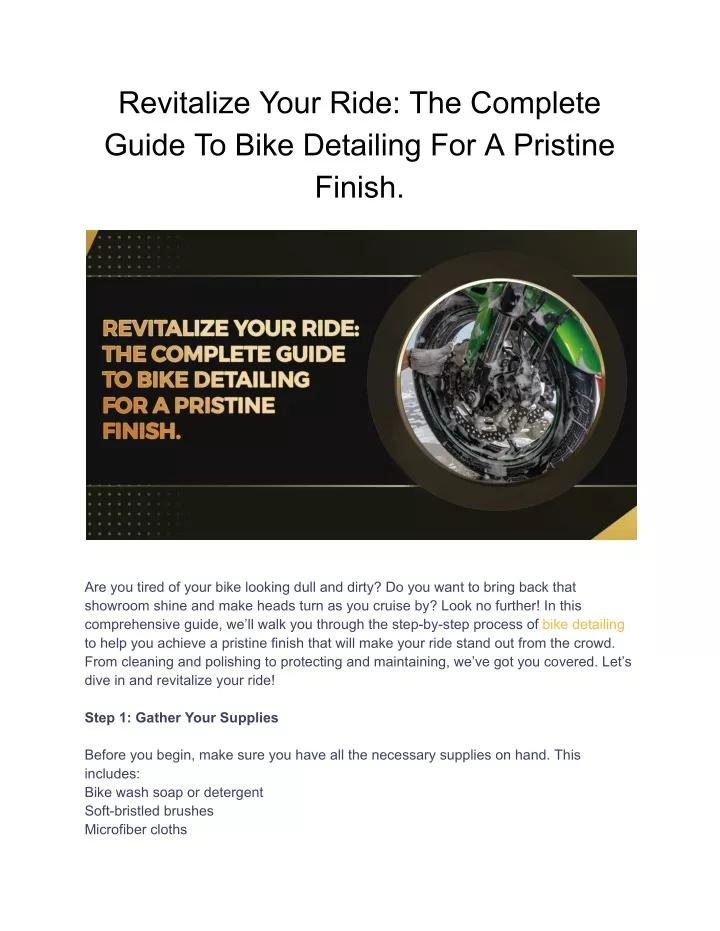 revitalize your ride the complete guide to bike