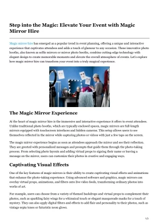 Step into the Magic Elevate Your Event with Magic Mirror Hire