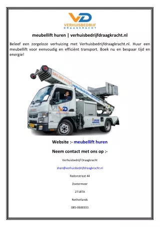 meubellift huren   verhuisbedrijfdraagkracht.nl