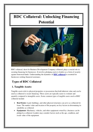 BDC Collateral Unlocking Financing Potential