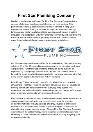 First Star Plumbing Company