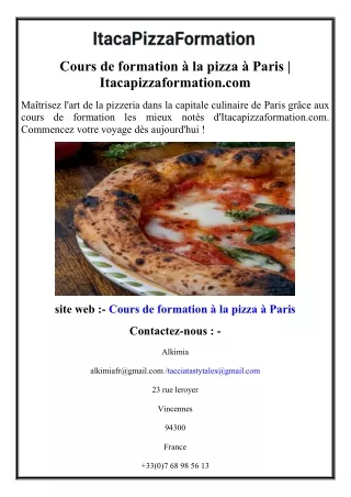 Cours de formation à la pizza à Paris  Itacapizzaformation.com