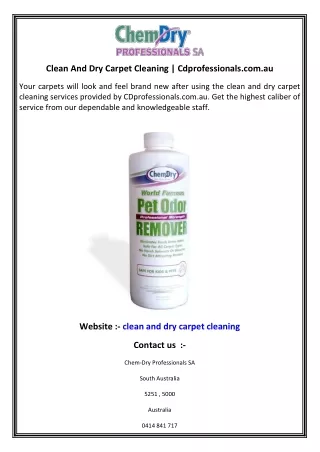 Clean And Dry Carpet Cleaning   Cdprofessionals.com.au