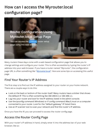 How can i access the Myrouter.local