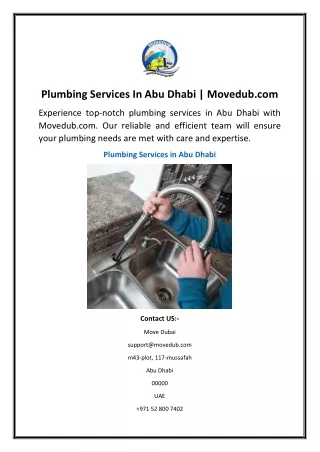 Plumbing Services In Abu Dhabi Movedub