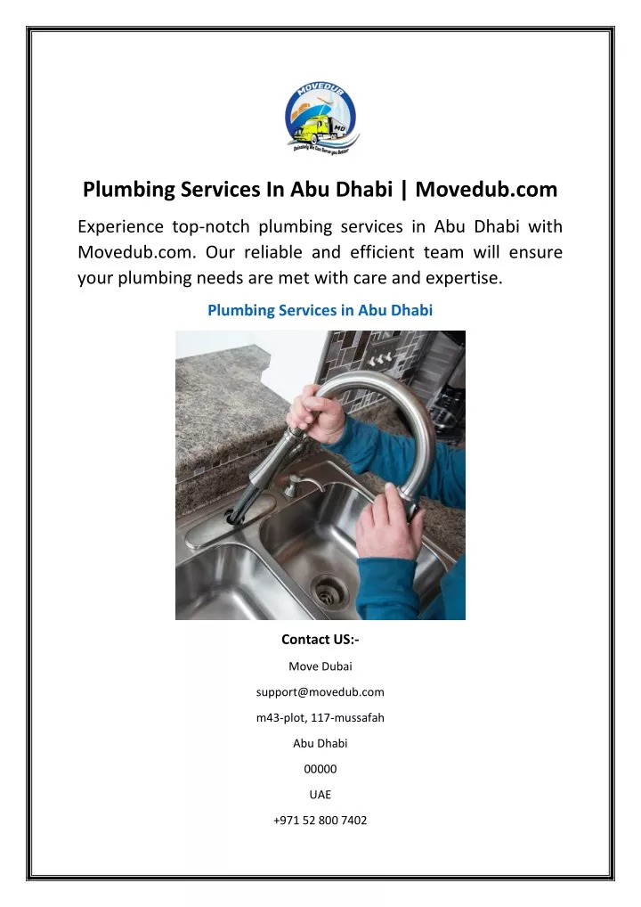 plumbing services in abu dhabi movedub com