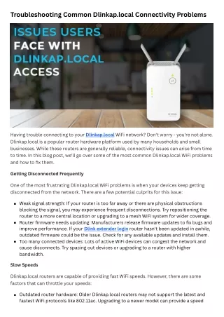 Common Dlinkap.local connectivity issues