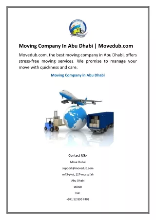 Moving Company In Abu Dhabi Movedub