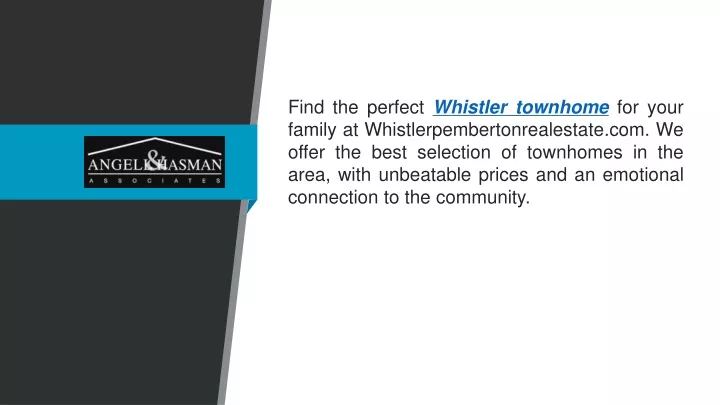 find the perfect whistler townhome for your