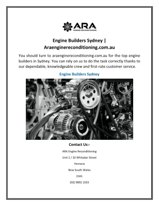 Engine Builders Sydney  Araenginereconditioning.com