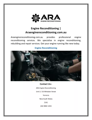 Engine Reconditioning Araenginereconditioning.com