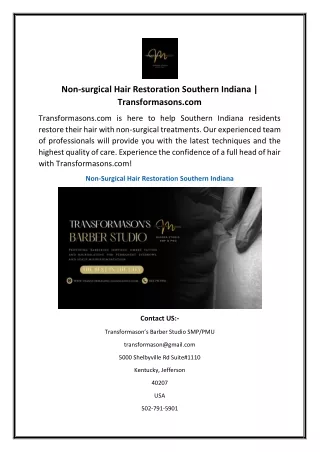 Non-surgical Hair Restoration Southern Indiana Transformasons