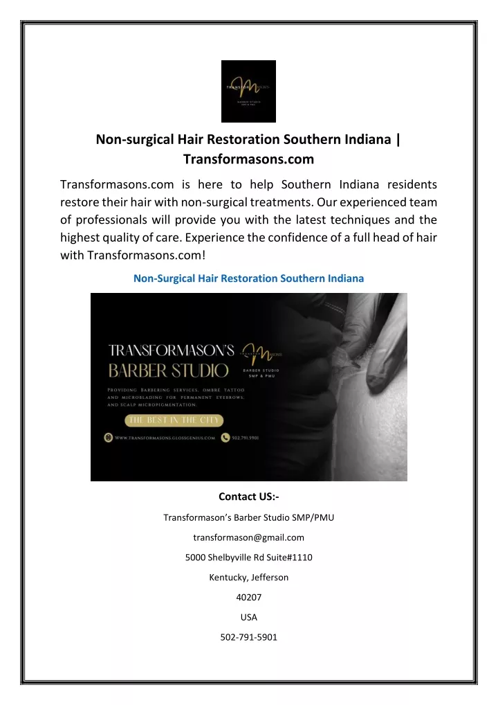 non surgical hair restoration southern indiana