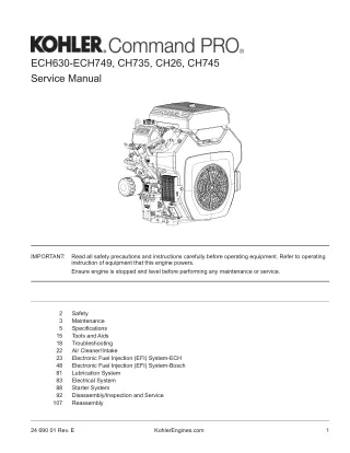 Kohler Command PRO ECH730-ECH749 Service Repair Manual