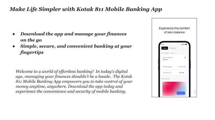 make life simpler with kotak 811 mobile banking