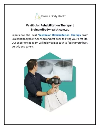 Vestibular Rehabilitation Therapy  Brainandbodyhealth.com