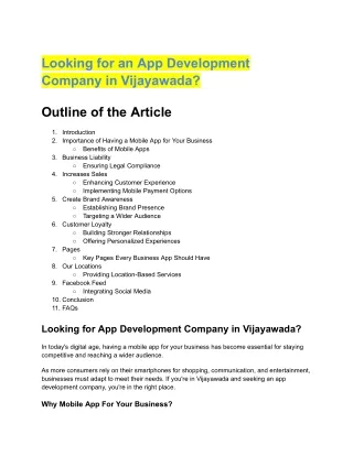 Looking for an App Development Company in Vijayawada