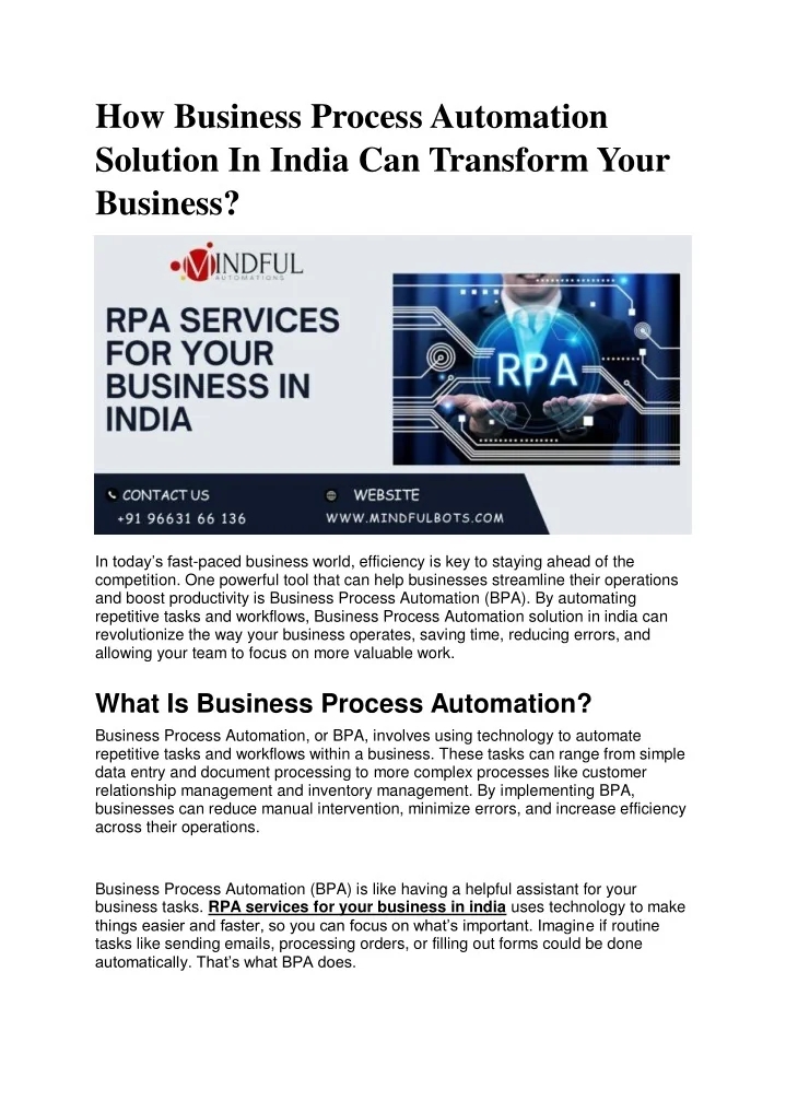 PPT - How Business Process Automation Solution In India Can Transform ...