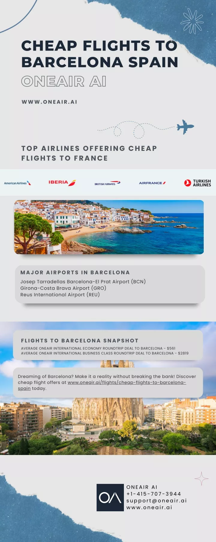 cheap flights to barcelona spain oneair ai