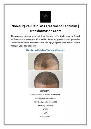Non-surgical Hair Loss Treatment Kentucky Transformasons