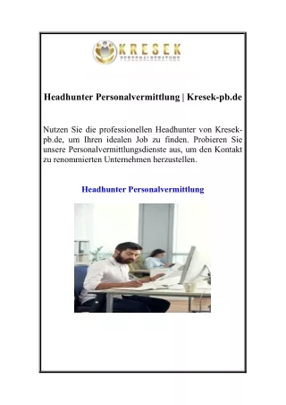 headhunter personalvermittlung kresek pb de