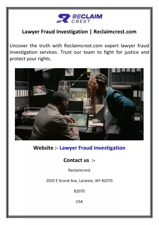 Lawyer Fraud Investigation   Reclaimcrest.com