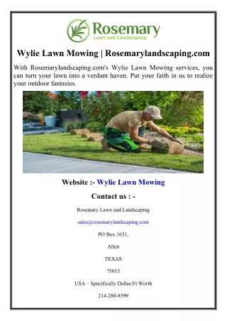 Wylie Lawn Mowing  Rosemarylandscaping.com