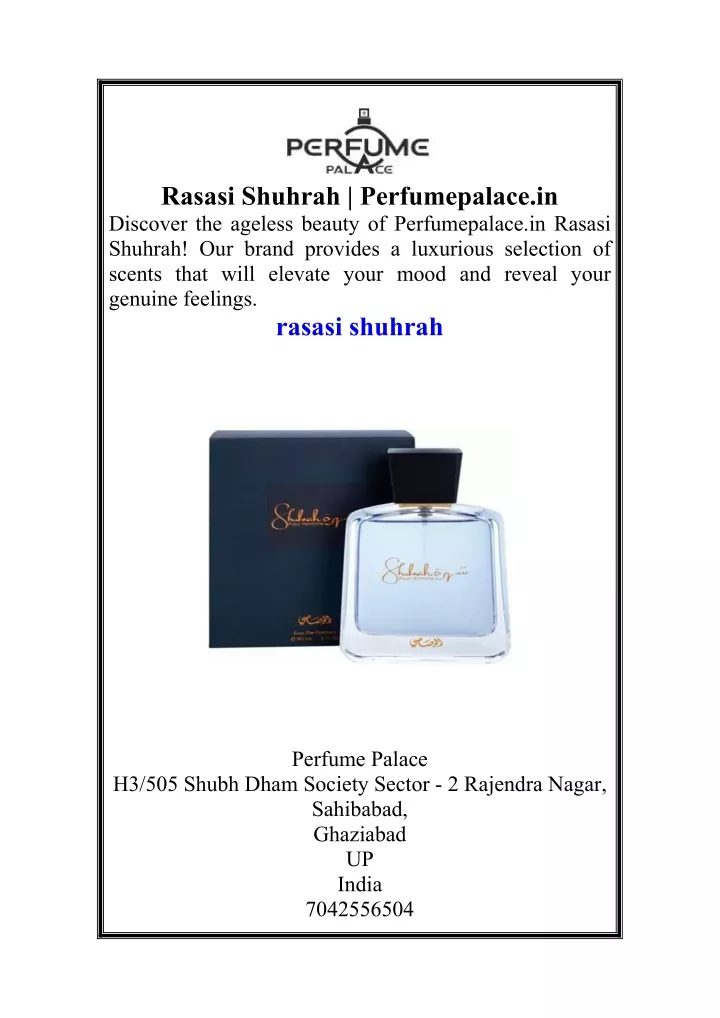 rasasi shuhrah perfumepalace in discover