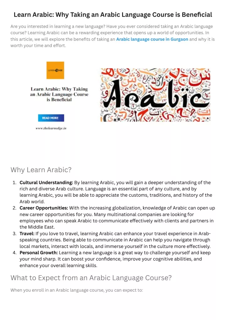 learn arabic why taking an arabic language course