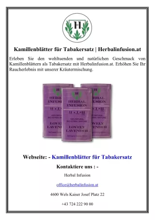 Kamillenblätter für Tabakersatz  Herbalinfusion.at
