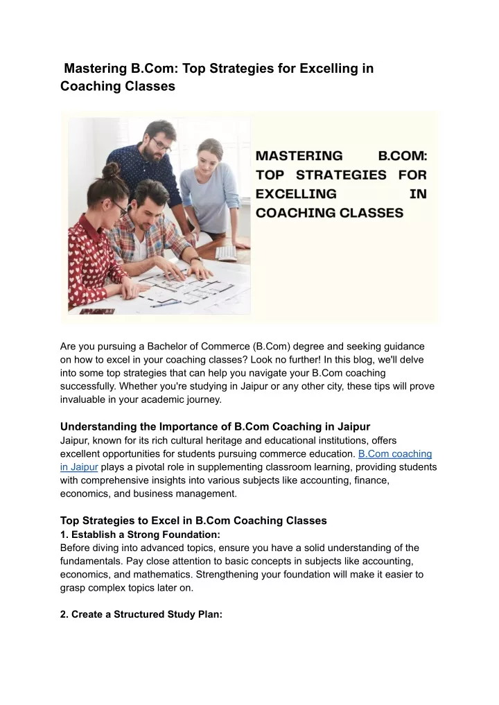 PPT - Mastering B.Com: Top Strategies For Excelling In Coaching Classes ...