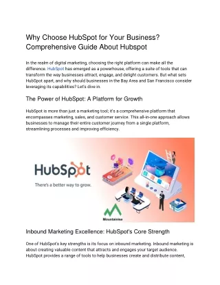 Why Choose HubSpot for Your Business?  Comprehensive Guide About Hubspot